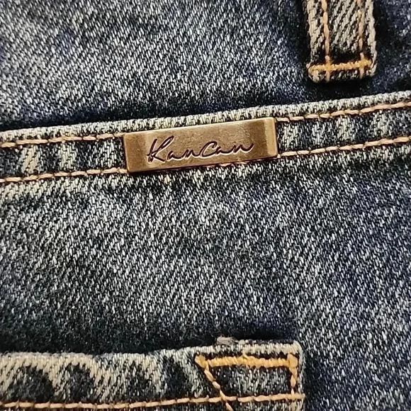 Kancan High Rise Boyfriend Button Fly Distressed Denim Shorts- Size L- NWOT - Picture 3 of 7